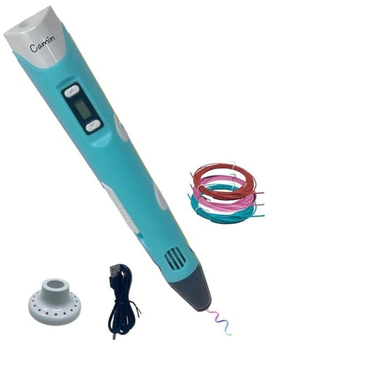 Camin 3D Pen for Kids | 3D Pen with USB & 3 PLA 3 mtr (Blue)